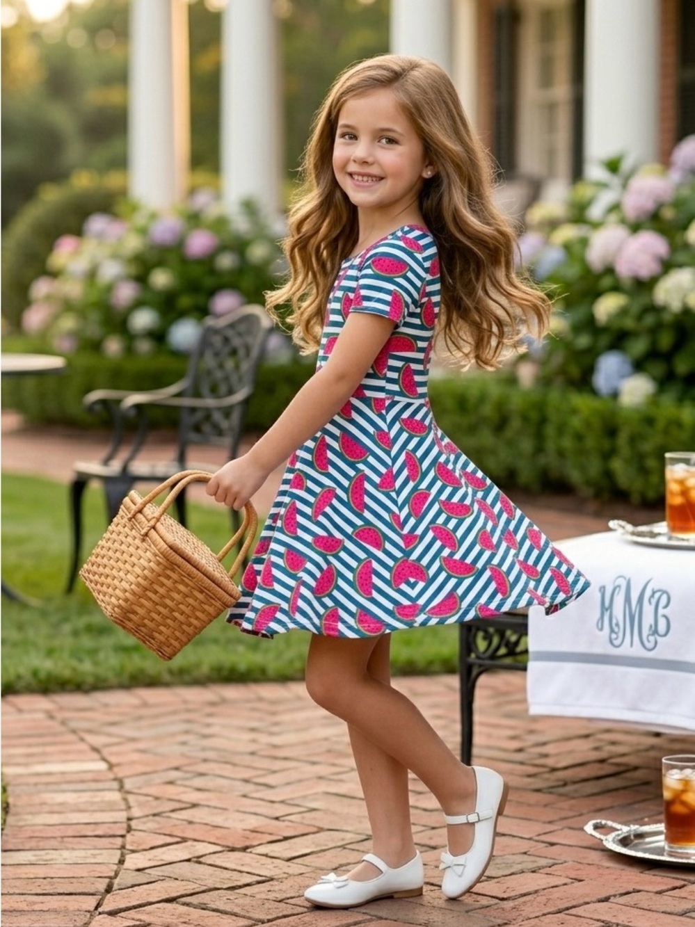 Girls Watermelon twirl dress NWT summer picnic dress Pageant casual wear outfit